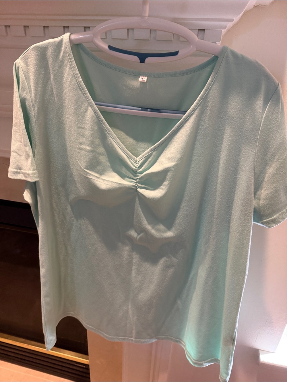 Light Mint V-Neck Short Sleeve Top